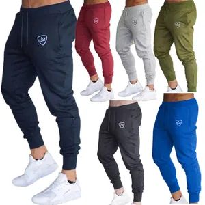 Men's Slim Fit Joggers Casual Sweatpants With Drawstring Waist Cuffed Bottom Polyester Printed Shield Crown Sport Athletic Pants