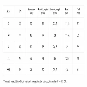 Detailed size chart for men's jacquard short sleeve shirt showing measurements.