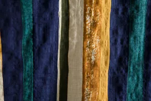 Macro view of multi-colored vertical striped fabric texture for men's Hawaiian summer shirt
