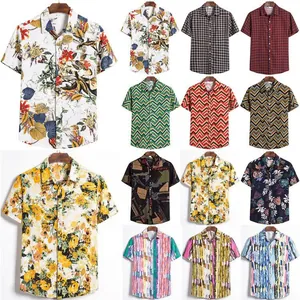 Collection of men's short sleeve Hawaiian shirts with various floral and geometric prints