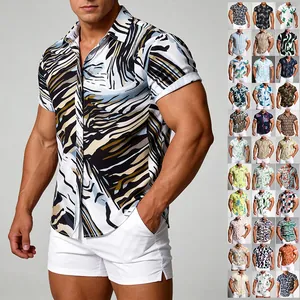Présentation détaillée de chemises hawaïennes à manches courtes pour hommes aux motifs variés