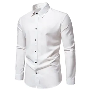 Professional ghost mannequin view of white men's casual long sleeve slim fit shirt