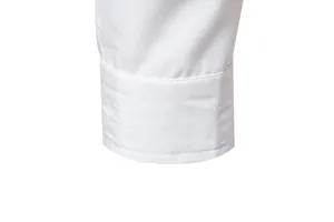 Macro view of white shirt cuff showing high-quality stitching and fabric texture detail