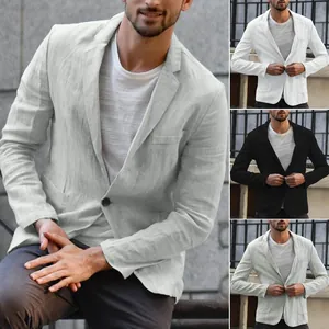 Giacca Blazer Casual da Uomo Sottile Larga Tinta Unita Monopetto Stile Britannico Top Autunno Leggera in Poliestere