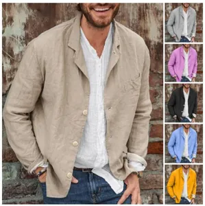 Blazer da Uomo Casual in Cotone Vestibilità Lenta Revers Monopetto Morbido Leggero Elegante Capispalla per Primavera Estate Top
