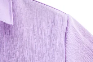 Detailed close-up showing the unique lavender fabric texture of this men's summer shirt