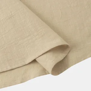 Close-up of high-quality cotton linen fabric texture on men's casual shirt