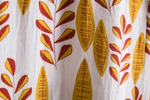 Close-up detail of leaf pattern on summer casual floral shirt fabric