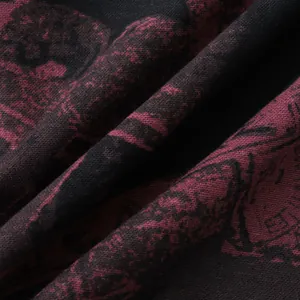 Detailed close-up showing the soft breathable texture of this vintage skull print fabric