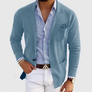 Stylish slim fit light blue men's fashion blazer jacket for formal parties and weddings
