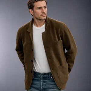 Herren Casual Sakko Blazer Polyester Einfarbig Reverskragen Einreihiger Mantel Mit Mehreren Taschen Urban Mode Top