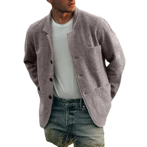 Lässiger einfarbiger Herren-Wollmischung-Blazer für modische Frühlings- und Herbsttage