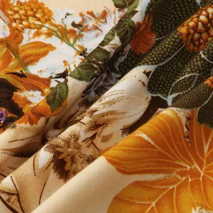 Macro detail of vintage floral cotton linen fabric for men's casual summer beach shorts