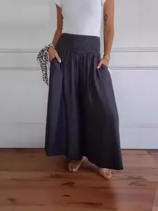 Γυναικεία Μόδα Casual Παντελόνα με Ελαστική Μέση Σφηκοφωλιά Ψηλόμεσο Χαλαρό Παντελόνι με Τσέπες Πολυεστέρας