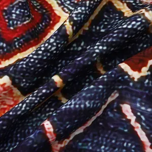 Close-up macro detail of soft floral print fabric for men's beach holiday shirt