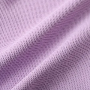 Macro detail of breathable lavender waffle knit fabric for men's summer casual shirt