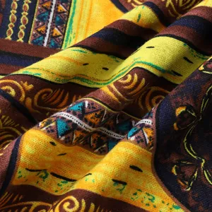 Macro detail of breathable Hawaiian print fabric for men's summer shirts