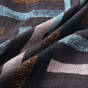 Close-up macro view of the textured contrast stripe fabric for men's casual shirt