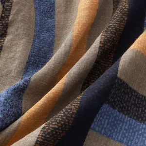 Close-up detail of breathable striped fabric texture for men's casual shirt