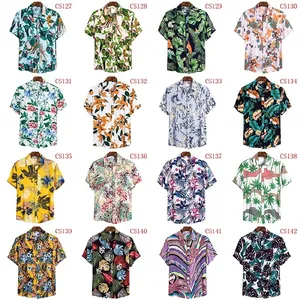 Selection of various Hawaiian short sleeve shirts with diverse tropical patterns