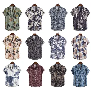 Collection of twelve men's vintage Hawaiian printed short sleeve casual shirts