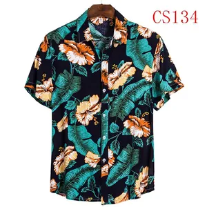 Men's Hawaiian style floral print short sleeve casual shirt for tropical summer wear