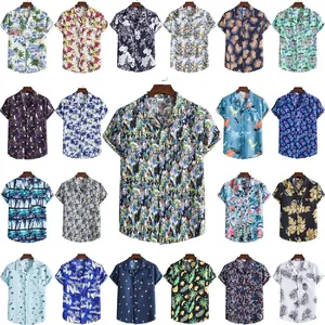 Kollektion von Herren Kurzarm Sommerhemden mit diversen tropischen Palmen und Blumenprints.