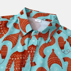 Gros plan d'un col de chemise à manches courtes pour homme avec motif d'hiver