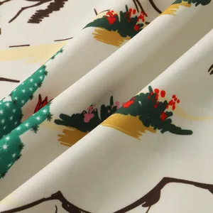 Close-up of fabric texture and desert cactus print on a slim fit men's casual shirt