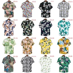 Men's Hawaiian Tropical Print Short Sleeve Shirt Casual Cotton Blend Button Down Vacation Top Floral Avocado Pattern