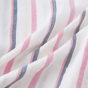 Close-up of lightweight breathable striped fabric for summer Hawaiian beach shirts