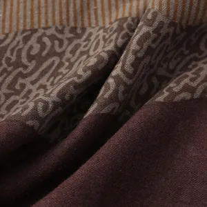 Detailed macro view showing the ethnic floral fabric texture of a men's casual shirt