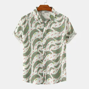 Camicia estiva a maniche corte da uomo caratterizzata da vivace stampa a motivi di banane