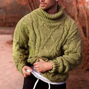 Heren Casual Lange Mouw Col Zopfmuster Trui Britse Stijl Dikke Warme Pullover Winter Top Voor Heren