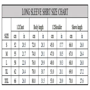 Detailed size chart for men's loose hooded plaid long sleeve shirt with cm and inch units