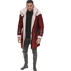 Stijlvolle bordeauxrode herenjas van imitatiesuède met warme voering voor de winter