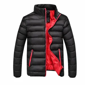 Men Winter Thick Padded Jacket Acetate Fiber Polyester Short Slim Fit Stand Collar Casual Puffer Coat Warm Baseball Outerwear