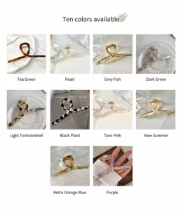 Grandes pinzas de pelo de acetato en diez elegantes patrones de mármol y colores