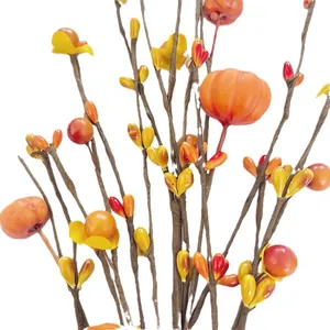 Branche de citrouille et baies artificielles pour décor d'automne et de Halloween