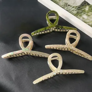Elegant Acetate Hair Claw Clip For Women Large Marbled Shell Texture Shark Clip High Horsetail Fixed Hair Accessory Minimalist Hairpin Banquet Daily Gift