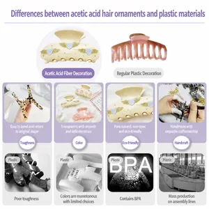 Tabla comparativa entre pinzas para el cabello de acetato y adornos de plástico comunes