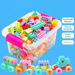 Blocchi da Costruzione in Plastica Educativi per Bambini Giocattolo di Costruzione Fai-da-te Creativo Con Scatola di Immagazzinaggio Regalo di Apprendimento Precoce