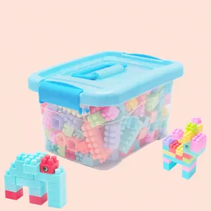 Blocchi da costruzione educativi per bambini con scatola blu