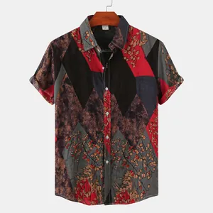 Lässiges kurzärmeliges Strandhemd für Herren mit floralen und geometrischen Mustern
