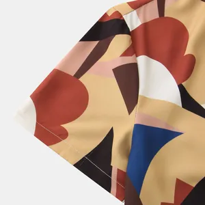 Macro view of geometric patterned men's shirt sleeve with detailed stitching finish.