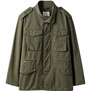 Chaqueta de Trabajo Vintage para Hombre Multibolsillos Ajuste Holgado Casual Estilo M-65 Militar Utility Cortavientos Ropa de Abrigo para Hombre Top