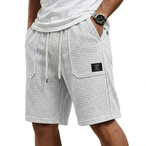 Bequeme Herren-Shorts mit Waffelstruktur, Kordelzug und elastischem Taillenbund