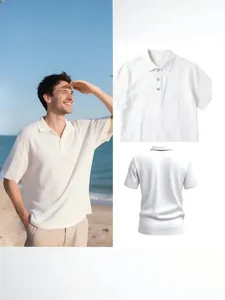 Heren Linnen Poloshirt Korte Mouwen Geknoopt Ademend Zomer Casual Lichtgewicht Effen Kleur Smart Fashion Fit Top
