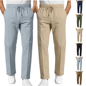 Multi-color men's slim fit casual business trousers in cotton-like twill