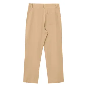 Vista posteriore di pantaloni casual professionali da uomo in lino kaki a gamba dritta